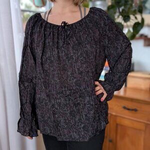 INC International Concepts - 100% silk, sheer, off the shoulder, dark - 22W